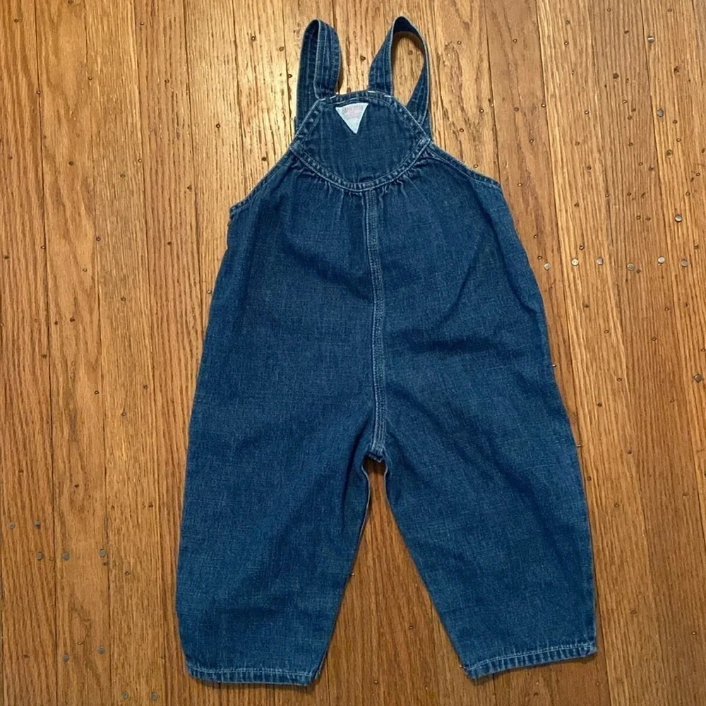 Oshkosh Denim Overalls Floral Appliqué Blue 18 Month